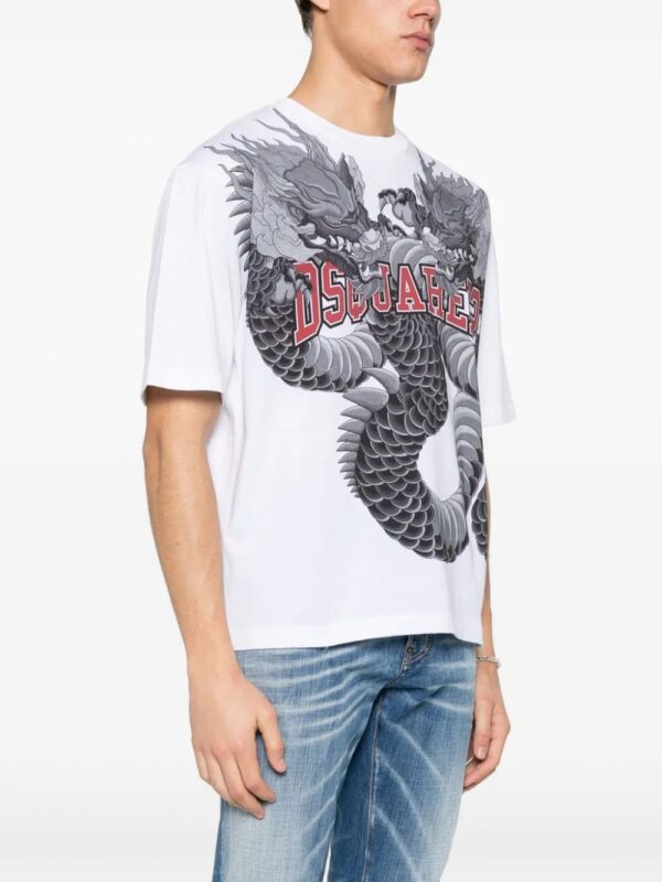 DSQUARED2  dragon-print cotton T-shirt - Image 3