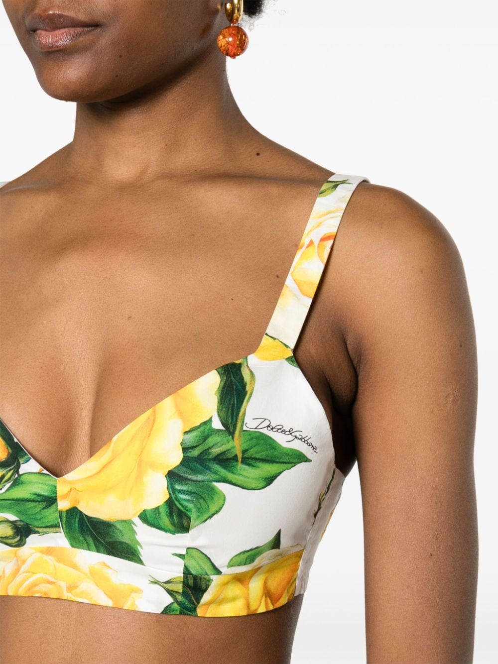 Dolce & Gabbana rose-print cotton crop top - Image 5