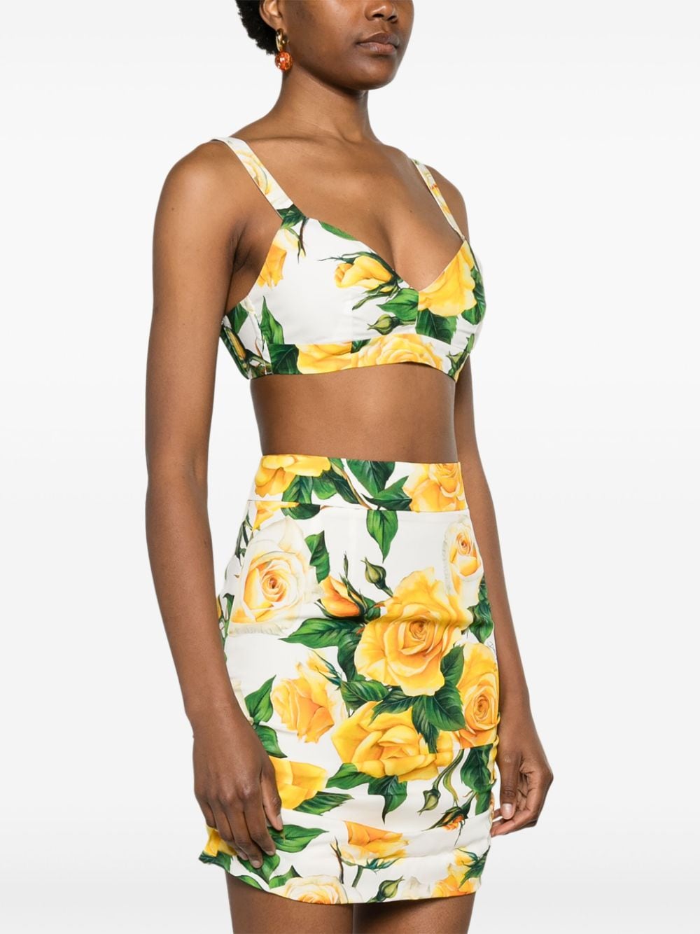 Dolce & Gabbana rose-print cotton crop top - Image 3