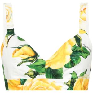 Dolce & Gabbana rose-print cotton crop top