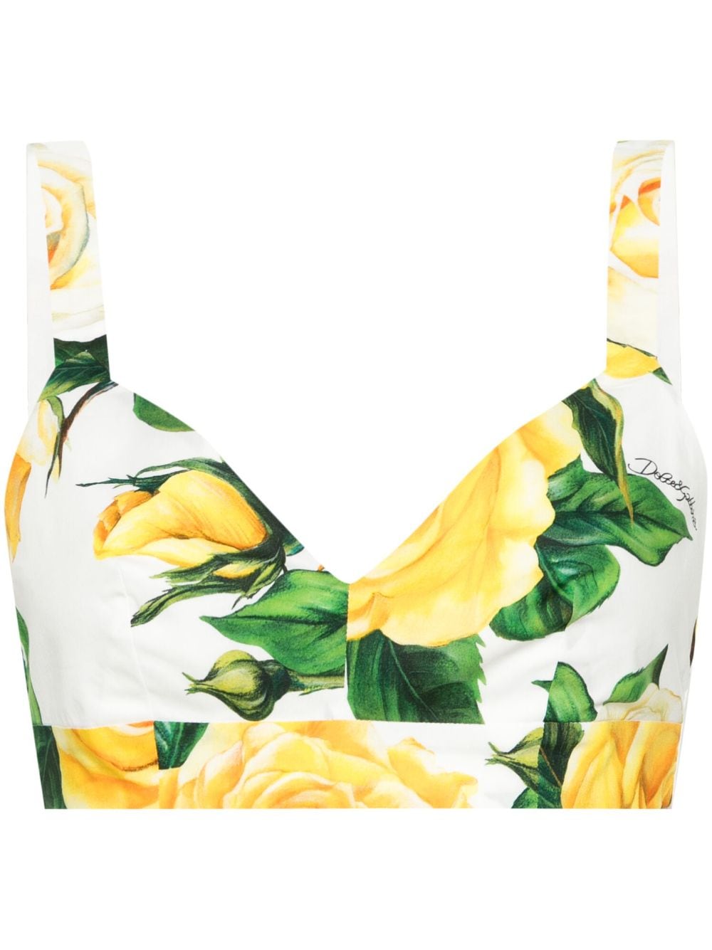 Dolce & Gabbana rose-print cotton crop top