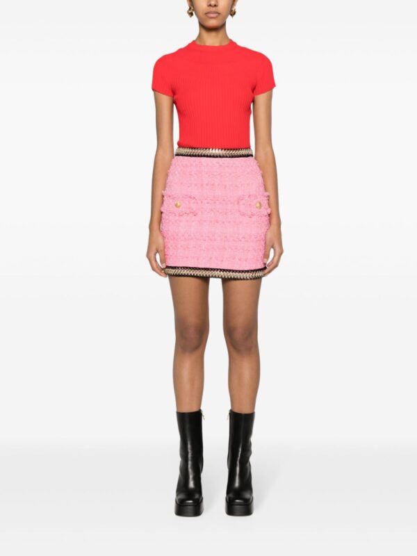 Balmain  chain-embellished tweed miniskirt - Image 2