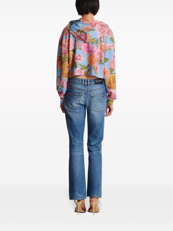 Balmain floral-print cropped hoodie - Image 5