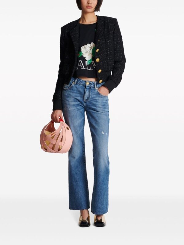 Balmain Roses-print cropped T-shirt - Image 2