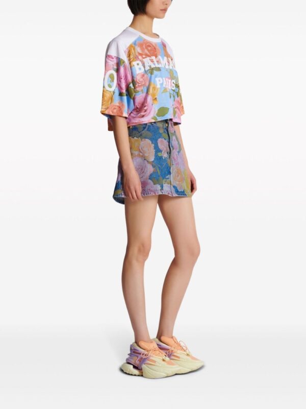 Balmain Rose-print cropped T-shirt - Image 3