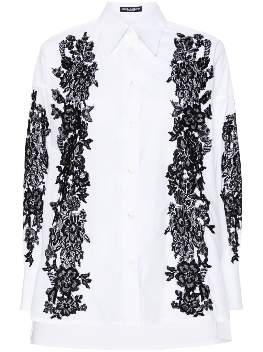 Dolce & Gabbana lace-trim cotton shirt