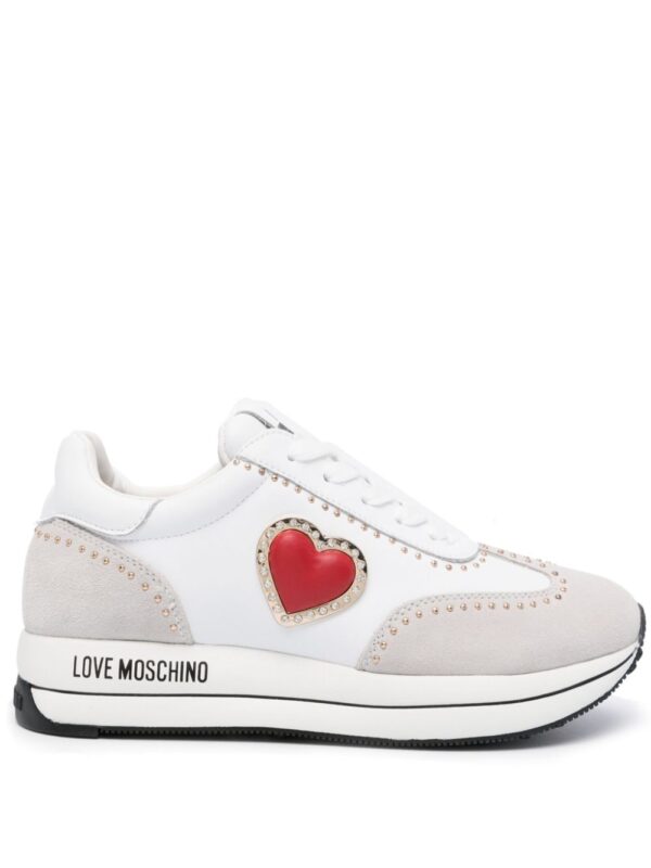 Love Moschino heart-patch leather sneakers