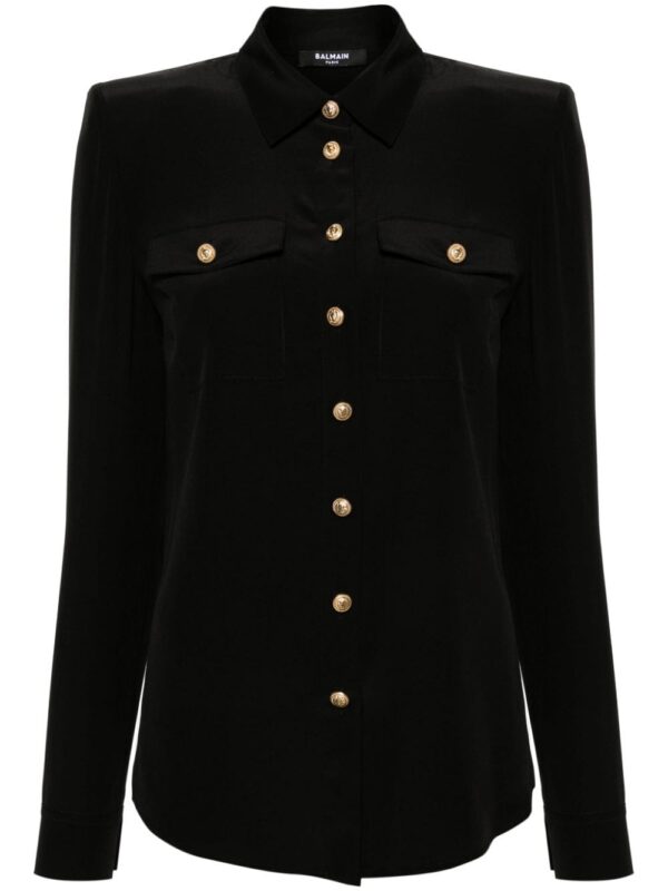 Balmain long-sleeve silk shirt