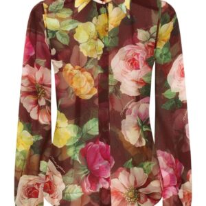 Dolce & Gabbana camelia-print silk blouse
