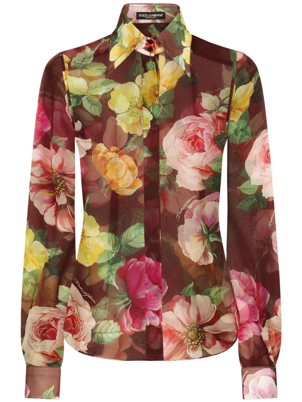 Dolce & Gabbana camelia-print silk blouse