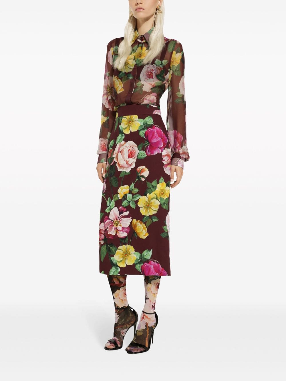 Dolce & Gabbana camelia-print silk blouse - Image 2