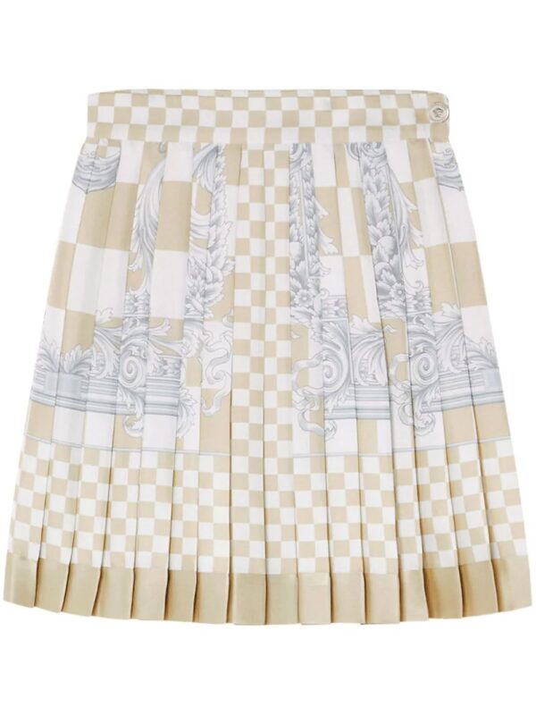 Versace  Barocco checkerboard-print silk miniskirt