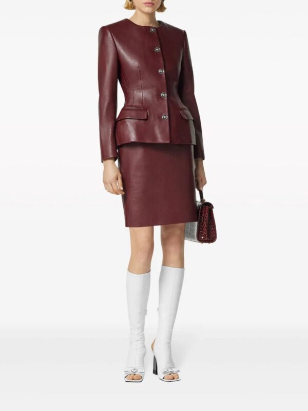 Versace  logo-plaque leather skirt - Image 2