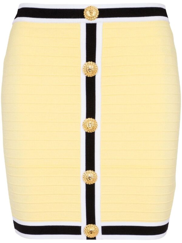 Balmain  Lion Head-buttons knitted miniskirt