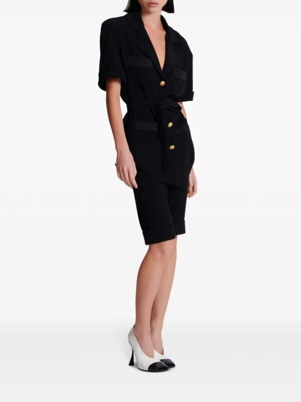 Balmain  belted crepe short-sleeve shirt - Image 3