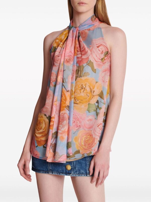 Balmain tie-neck floral-print blouse - Image 5