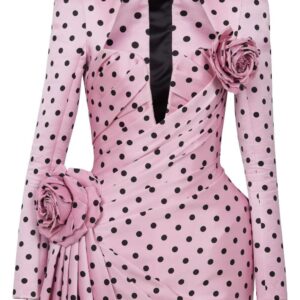 Balmain  polka dot-print pleated minidress