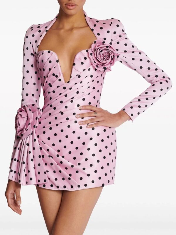 Balmain  polka dot-print pleated minidress - Image 4