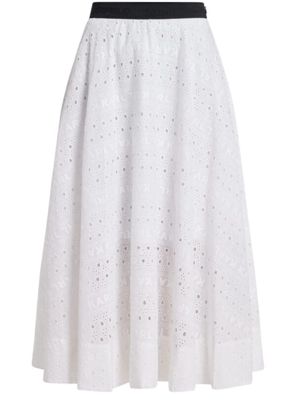 Karl Lagerfeld  broderie-anglaise cotton midi skirt