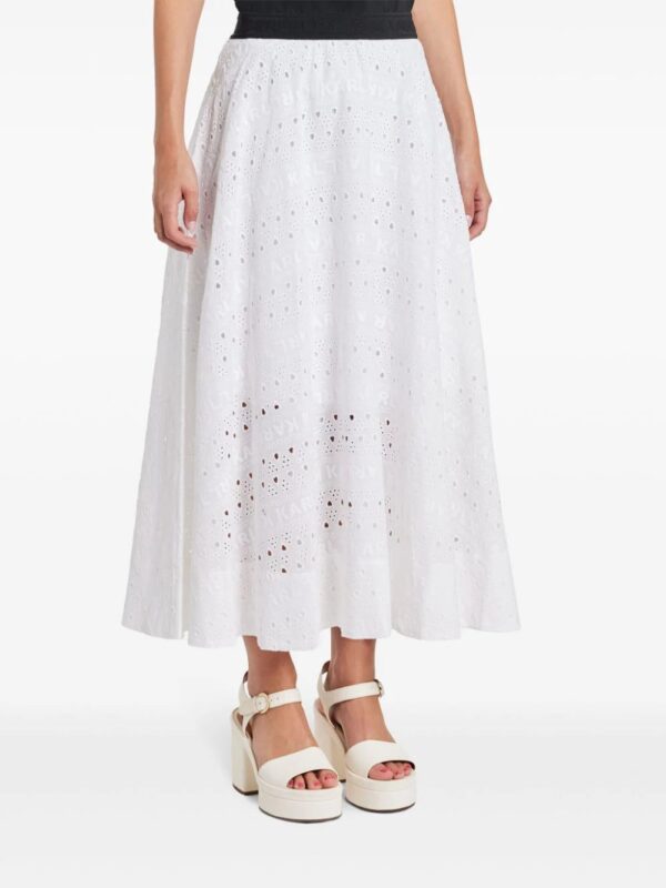 Karl Lagerfeld  broderie-anglaise cotton midi skirt - Image 3
