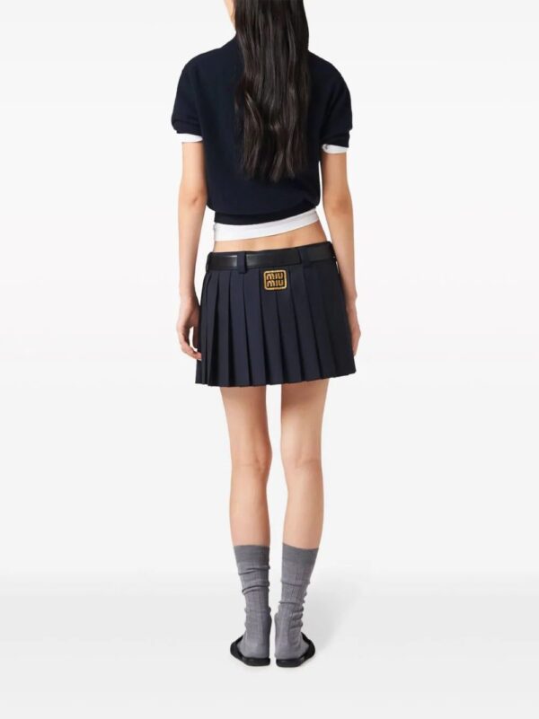 Miu Miu  pleated wool miniskirt - Image 3