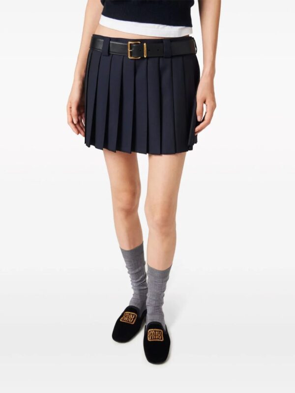 Miu Miu  pleated wool miniskirt - Image 4