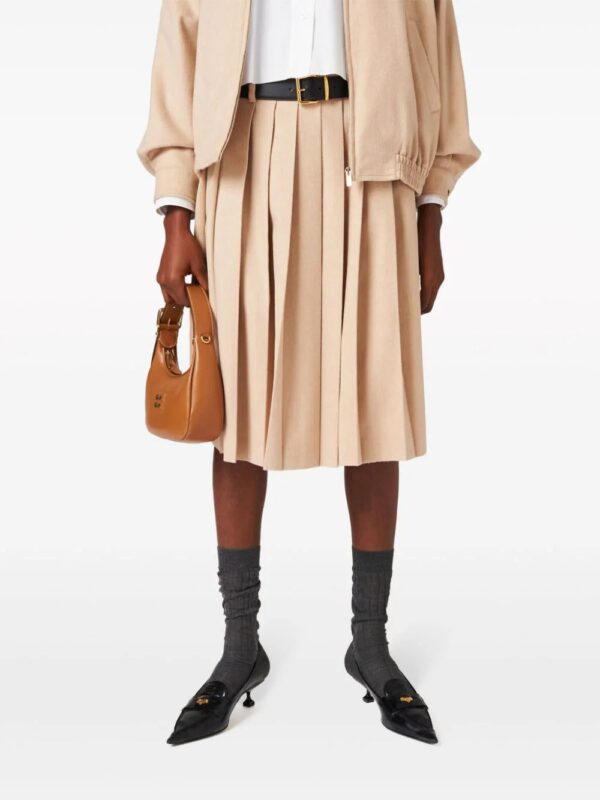 Miu Miu  pleated velour midi skirt - Image 4