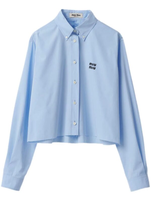 Miu Miu  logo-embroidered cotton shirt