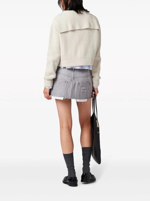 Miu Miu  logo-embroidered denim miniskirt - Image 3