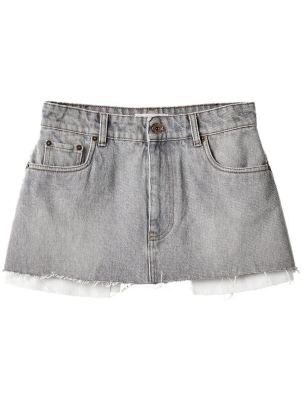 Miu Miu  logo-embroidered denim miniskirt
