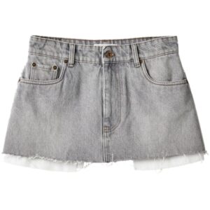 Miu Miu  logo-embroidered denim miniskirt