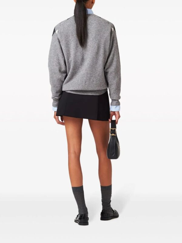 Miu Miu  logo-plaque wool miniskirt - Image 3