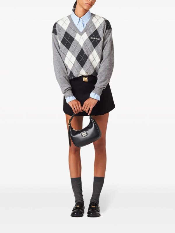 Miu Miu  logo-plaque wool miniskirt - Image 2