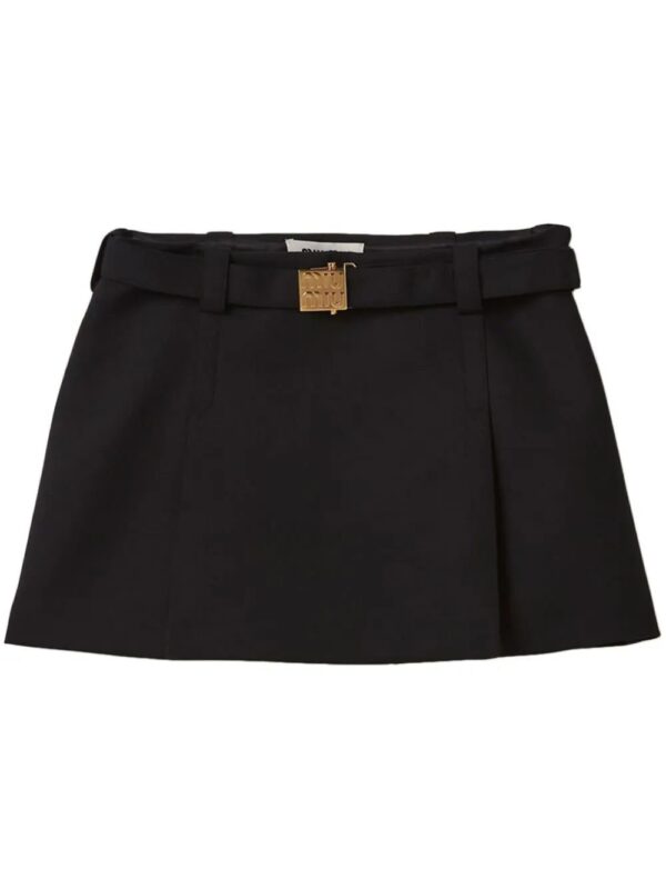 Miu Miu  logo-plaque wool miniskirt