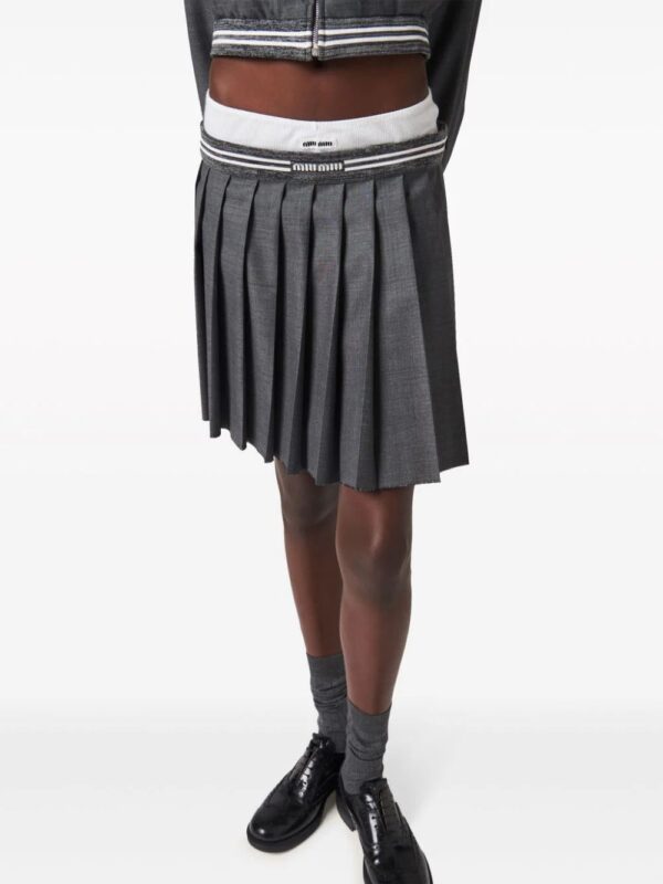 Miu Miu  pleated wool miniskirt - Image 4