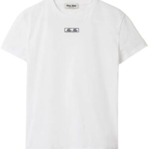 Miu Miu  logo-embroidered cotton T-shirt