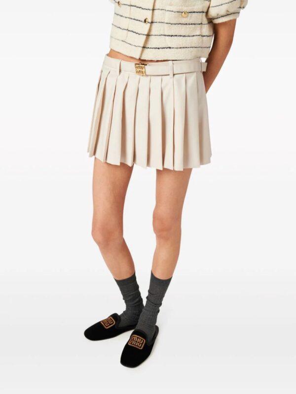 Miu Miu  pleated wool miniskirt - Image 3
