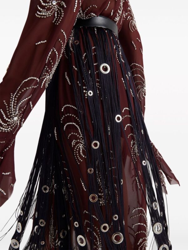 Prada  eyelet-embellished fringe skirt - Image 4