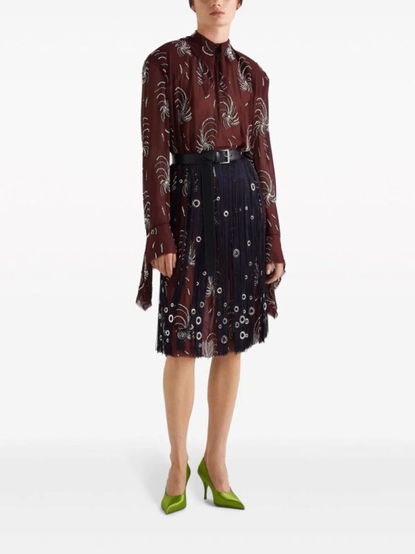 Prada  eyelet-embellished fringe skirt - Image 2