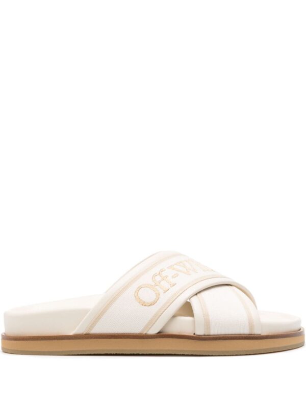 Off-White logo-embroidered slides