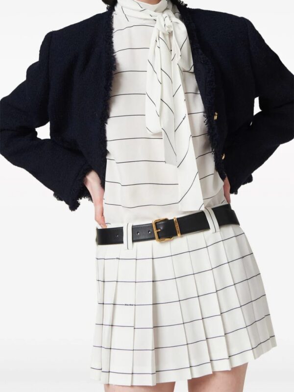 Miu Miu  Striped sablé miniskirt - Image 4