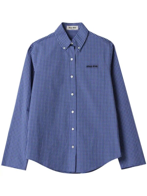 Miu Miu  logo-embroidered checked shirt