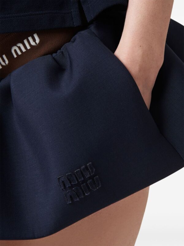 Miu Miu  logo-appliqué wool miniskirt - Image 4