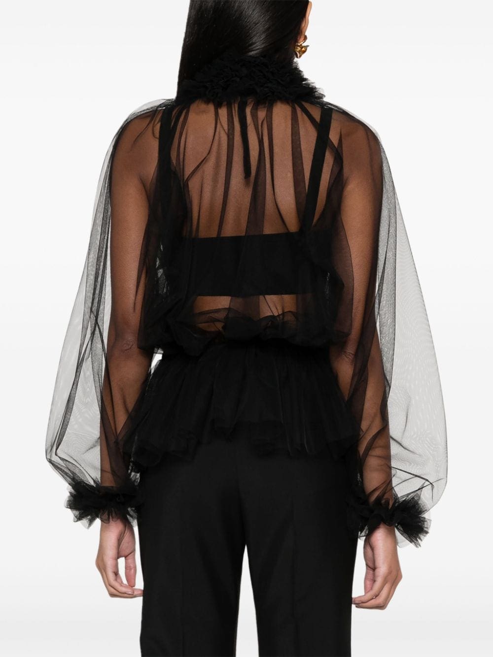 Dolce & Gabbana ruffle-trim tulle blouse - Image 4