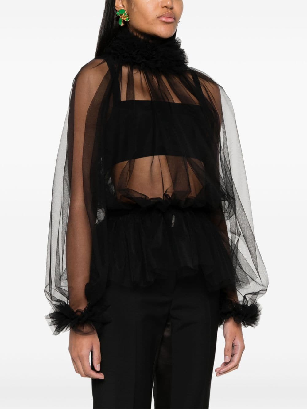 Dolce & Gabbana ruffle-trim tulle blouse - Image 3