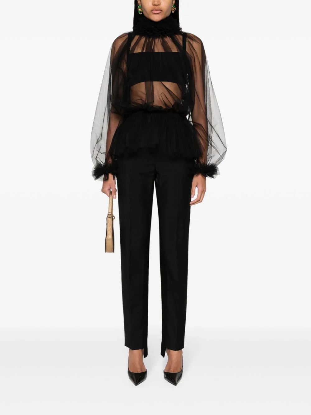 Dolce & Gabbana ruffle-trim tulle blouse - Image 2