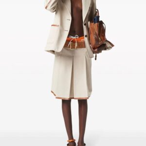 Miu Miu  logo-embroidered pleated skirt