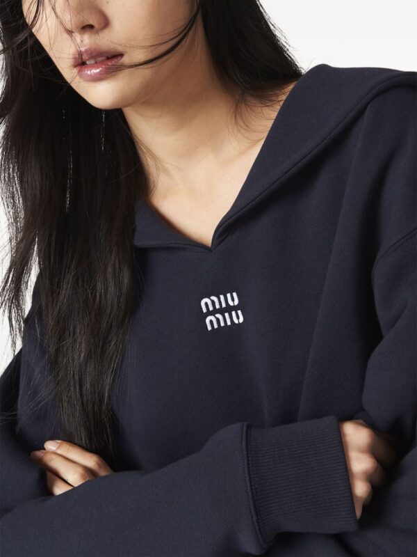 Miu Miu  Cotton fleece sweatshirt with embroidered logo - Image 4