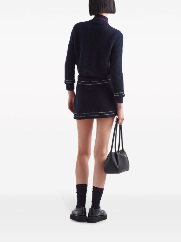 Prada  contrast-stitching cashmere miniskirt - Image 3