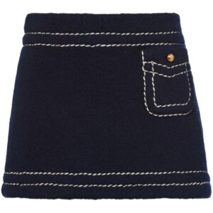Prada  contrast-stitching cashmere miniskirt